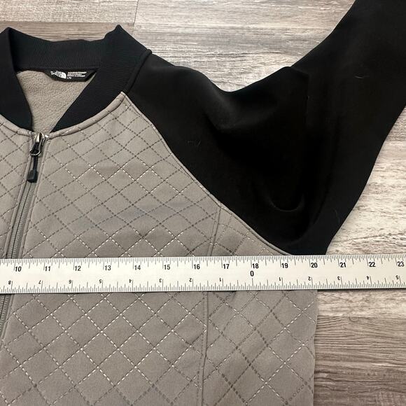 The North Face Gray Black Womens L Full Zip Diamond Quilted Fleece Lined Jacket - Picture 6 of 11